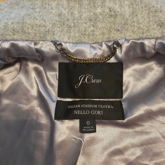J.CREW Light Gray COCOON Nello Gori Italian Stadium-Cloth Wool Blend COAT Size 0 - Picture 9 of 12